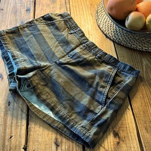 Madewell Black/Taupe Striped Denim Shorts with pockets